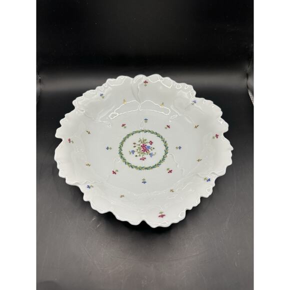 Antique Haviland Limoges Vieux Paris Porcelian Leaf Edged Serving Bowl 9.5" - Picture 5 of 10